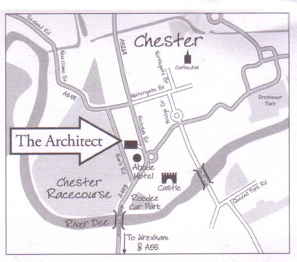 The Architect Pub Chester. A Map of the location
